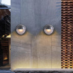 Lámpara aplique de pared redonda esmerilada de 1 luz, de cristal y aluminio, resistente al agua, estilo industrial contemporáneo, para patio exterior