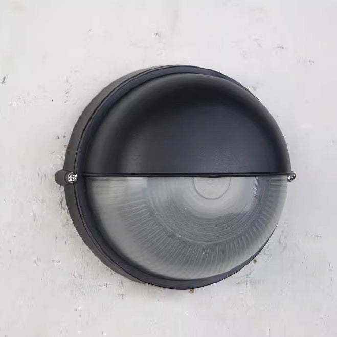 Lámpara aplique de pared redonda esmerilada de 1 luz, de cristal y aluminio, resistente al agua, estilo industrial contemporáneo, para patio exterior
