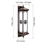 Traditional Chinese Waterproof ABS Aluminum Glass Rectangular Happiness Wealth Pattern LED Wall Sconce Lamp For Outdoor Patio