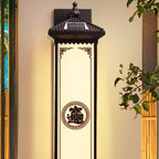 Traditional Chinese Waterproof ABS Aluminum Glass Rectangular Happiness Wealth Pattern LED Wall Sconce Lamp For Outdoor Patio