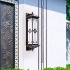 Traditional Chinese Solar Waterproof ABS Aluminum Glass Rectangular Happiness Wealth Pattern LED Wall Sconce Lamp For Outdoor Patio