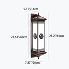Traditional Chinese Solar Waterproof ABS Aluminum Glass Rectangular Happiness Wealth Pattern LED Wall Sconce Lamp For Outdoor Patio