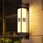Traditional Chinese Waterproof ABS Aluminum Glass Rectangular Happiness Wealth Pattern LED Wall Sconce Lamp For Outdoor Patio