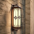 Traditional Chinese Solar Waterproof ABS Aluminum Glass Rectangular Happiness Wealth Pattern LED Wall Sconce Lamp For Outdoor Patio