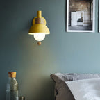 Nordic Minimalist Pastel Wooden Wall Sconce with Pull Chain Switch Macaron Globe Bedside Reading Light for Kids Room Bedroom Wholesale
