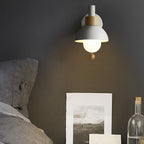 Nordic Minimalist Pastel Wooden Wall Sconce with Pull Chain Switch Macaron Globe Bedside Reading Light for Kids Room Bedroom Wholesale