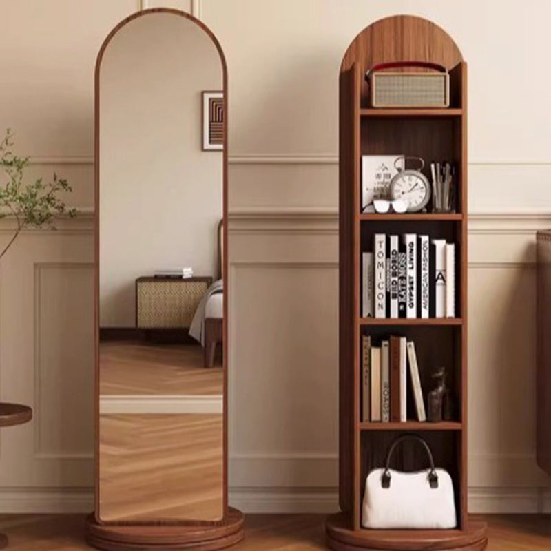 Modern Minimalist Cylindrical Rectangular Medium Density Fiberboard Rotatable Full-Length Floor Mirror 5-Tier For Living Room