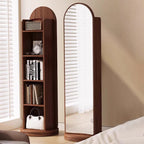 Modern Minimalist Cylindrical Rectangular Medium Density Fiberboard Rotatable Full-Length Floor Mirror 5-Tier For Living Room