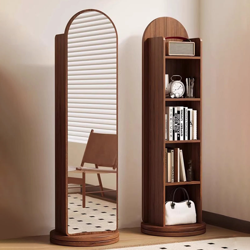 Modern Minimalist Cylindrical Rectangular Medium Density Fiberboard Rotatable Full-Length Floor Mirror 5-Tier For Living Room