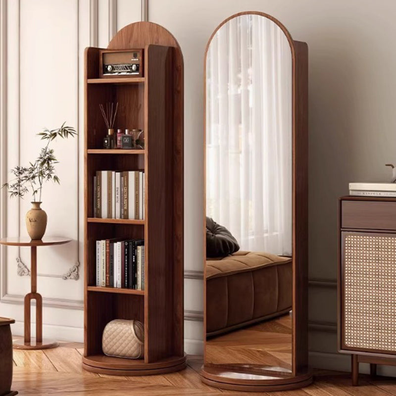Modern Minimalist Cylindrical Rectangular Medium Density Fiberboard Rotatable Full-Length Floor Mirror 5-Tier For Living Room