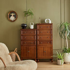 Modern Minimalist Solid Wood Rectangular Storage Cabinet 3/4-Drawer For Living Room