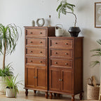 Modern Minimalist Solid Wood Rectangular Storage Cabinet 3/4-Drawer For Living Room