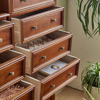 Modern Minimalist Solid Wood Rectangular Storage Cabinet 3/4-Drawer For Living Room