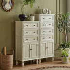 Modern Minimalist Solid Wood Rectangular Storage Cabinet 3/4-Drawer For Living Room