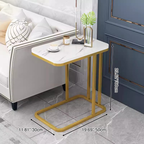 Modern Minimalist Rectangular MDF Marble Pattern Steel Side Table 1/2 Tier For Living Room