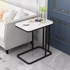 Modern Minimalist Rectangular MDF Marble Pattern Steel Side Table 1/2 Tier For Living Room