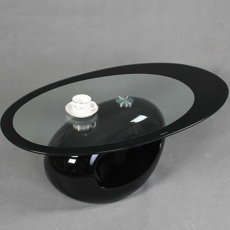 Modern Minimalist Round Hollow Design ABS Tempered Glass Coffee Table 2-Tier For Living Room