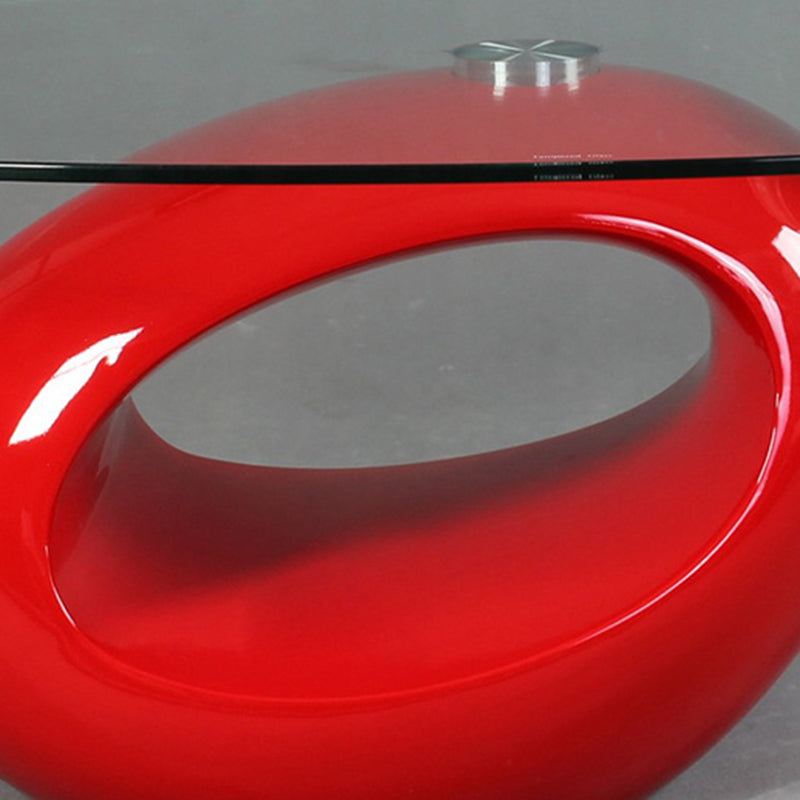 Mesa de centro moderna minimalista redonda hueca de ABS con vidrio templado de 2 niveles para sala de estar