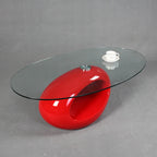 Mesa de centro moderna minimalista redonda hueca de ABS con vidrio templado de 2 niveles para sala de estar