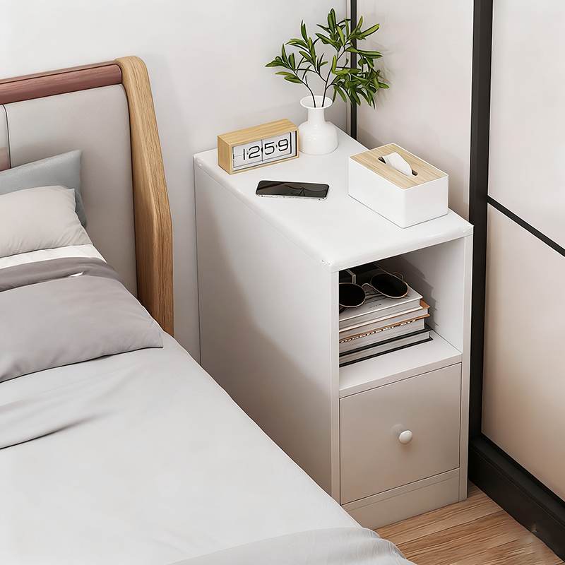 Modern Minimalist Rectangular Medium Density Fiberboard Nightstand 1-Drawer For Bedroom