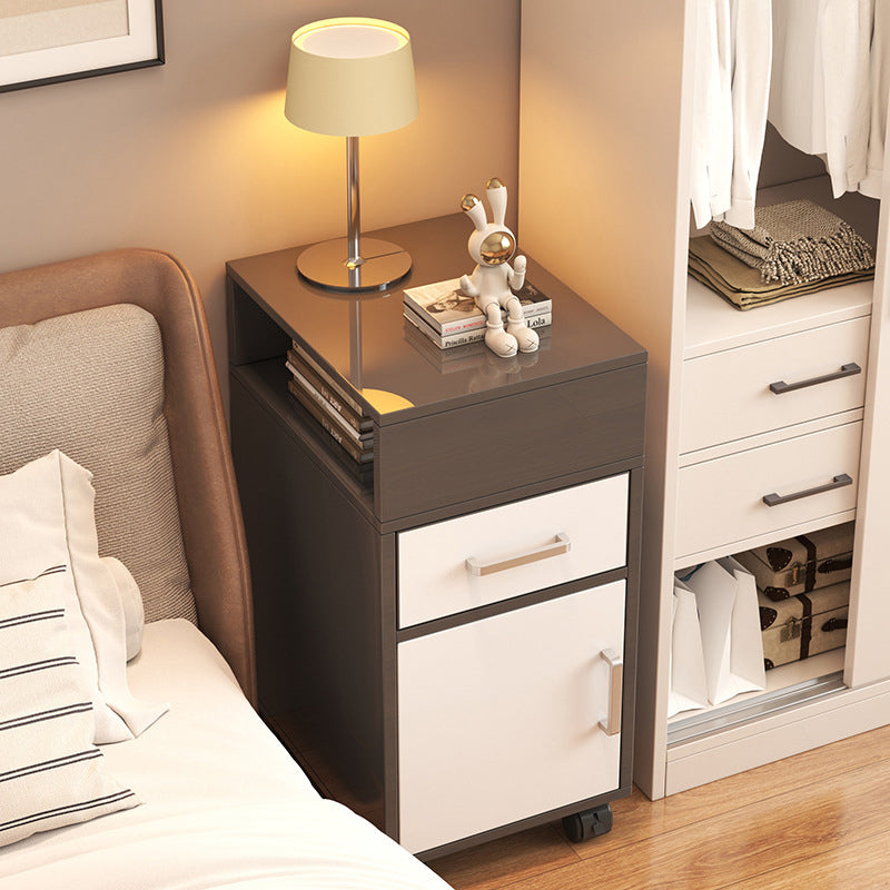 Modern Minimalist Rectangular Medium Density Fiberboard Nightstand 1-Drawer For Bedroom