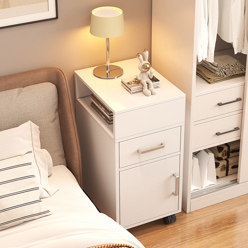 Modern Minimalist Rectangular Medium Density Fiberboard Nightstand 1-Drawer For Bedroom