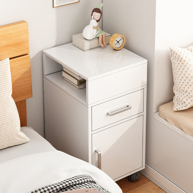 Modern Minimalist Rectangular Medium Density Fiberboard Nightstand 1-Drawer For Bedroom