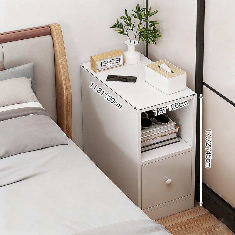 Modern Minimalist Rectangular Medium Density Fiberboard Nightstand 1-Drawer For Bedroom