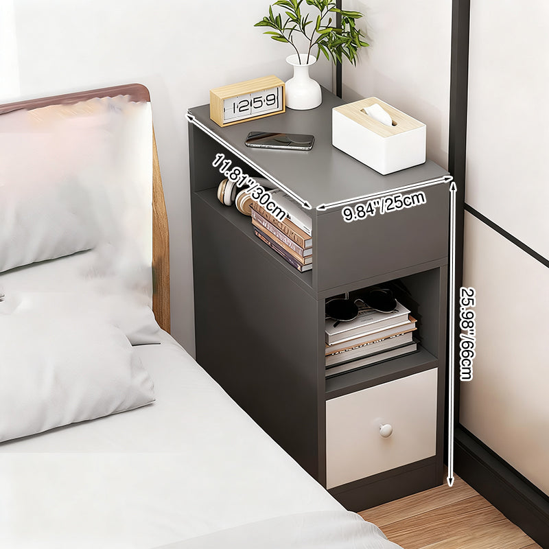 Modern Minimalist Rectangular Medium Density Fiberboard Nightstand 1-Drawer For Bedroom