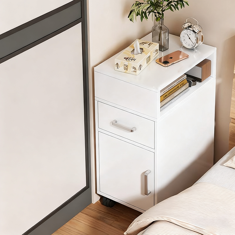 Modern Minimalist Rectangular Medium Density Fiberboard Nightstand 1-Drawer For Bedroom