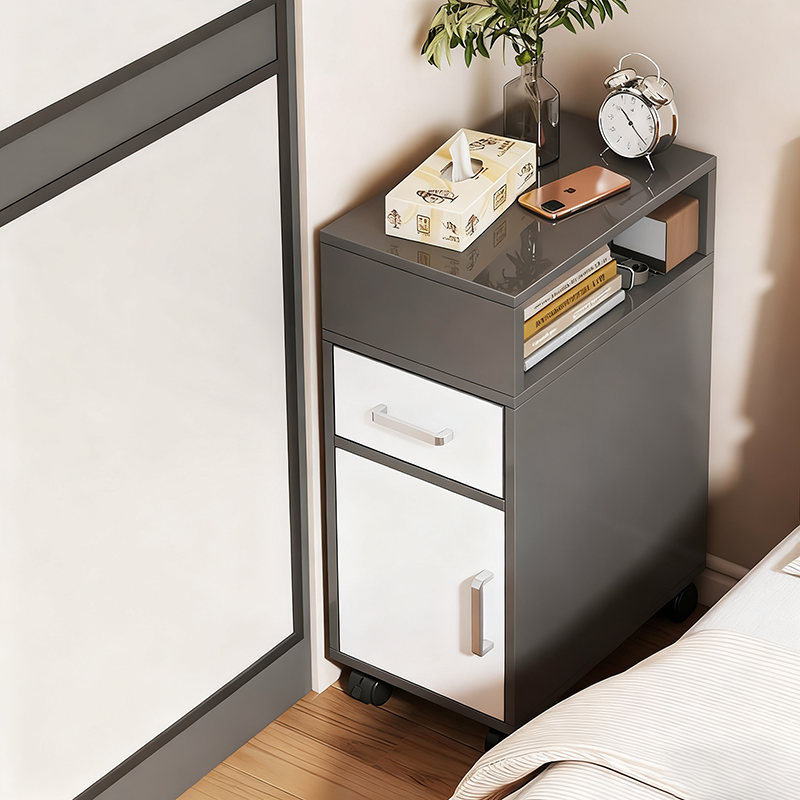 Modern Minimalist Rectangular Medium Density Fiberboard Nightstand 1-Drawer For Bedroom