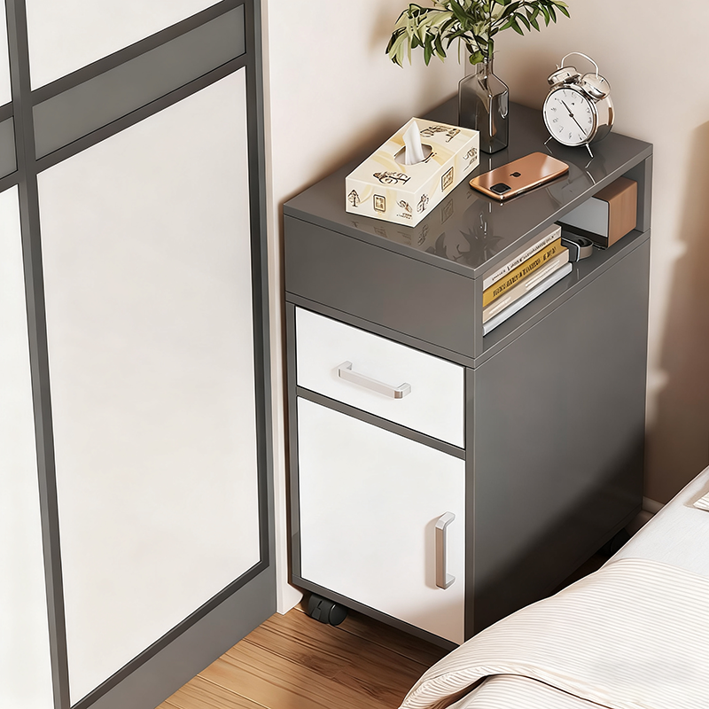 Modern Minimalist Rectangular Medium Density Fiberboard Nightstand 1-Drawer For Bedroom