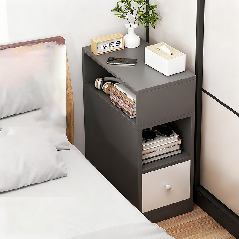 Modern Minimalist Rectangular Medium Density Fiberboard Nightstand 1-Drawer For Bedroom