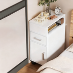 Modern Minimalist Rectangular Medium Density Fiberboard Nightstand 1-Drawer For Bedroom