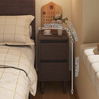 Modern Minimalist Rectangular High-Leg Design Solid Wood Eco-Board Narrow-Edge Nightstand 2-Drawer For Bedroom