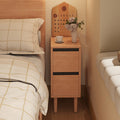 Modern Minimalist Rectangular High-Leg Design Solid Wood Eco-Board Narrow-Edge Nightstand 2-Drawer For Bedroom