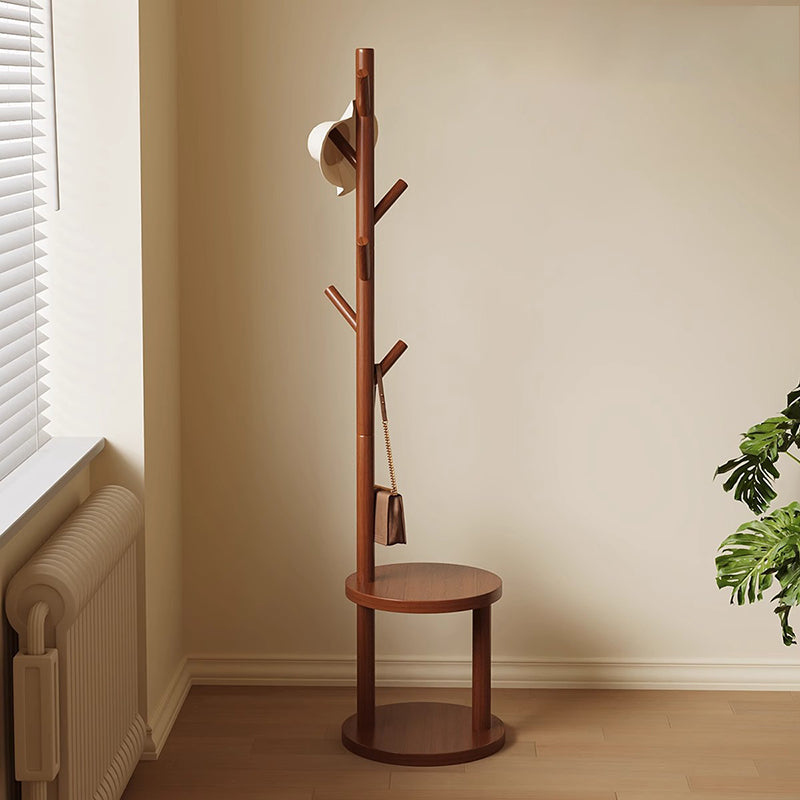 Modern Minimalist Tree-Shaped Cylindrical Round Pine Wood Medium Density Fiberboard Hall Tree For Bedroom & Entryways