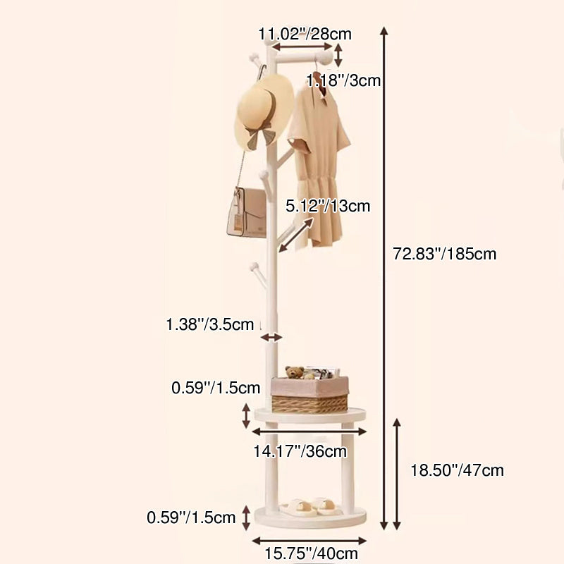 Modern Minimalist Tree-Shaped Cylindrical Round Pine Wood Medium Density Fiberboard Hall Tree For Bedroom & Entryways