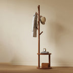 Modern Minimalist Tree-Shaped Cylindrical Round Pine Wood Medium Density Fiberboard Hall Tree For Bedroom & Entryways