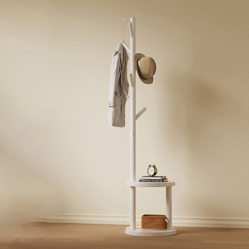 Modern Minimalist Tree-Shaped Cylindrical Round Pine Wood Medium Density Fiberboard Hall Tree For Bedroom & Entryways