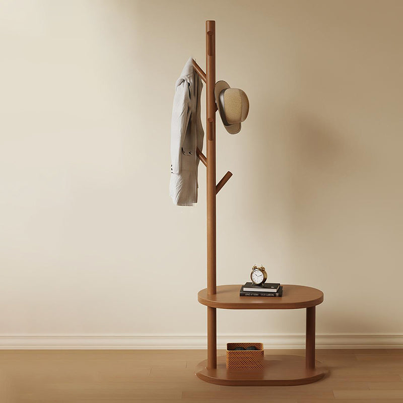 Modern Minimalist Tree-Shaped Cylindrical Round Pine Wood Medium Density Fiberboard Hall Tree For Bedroom & Entryways