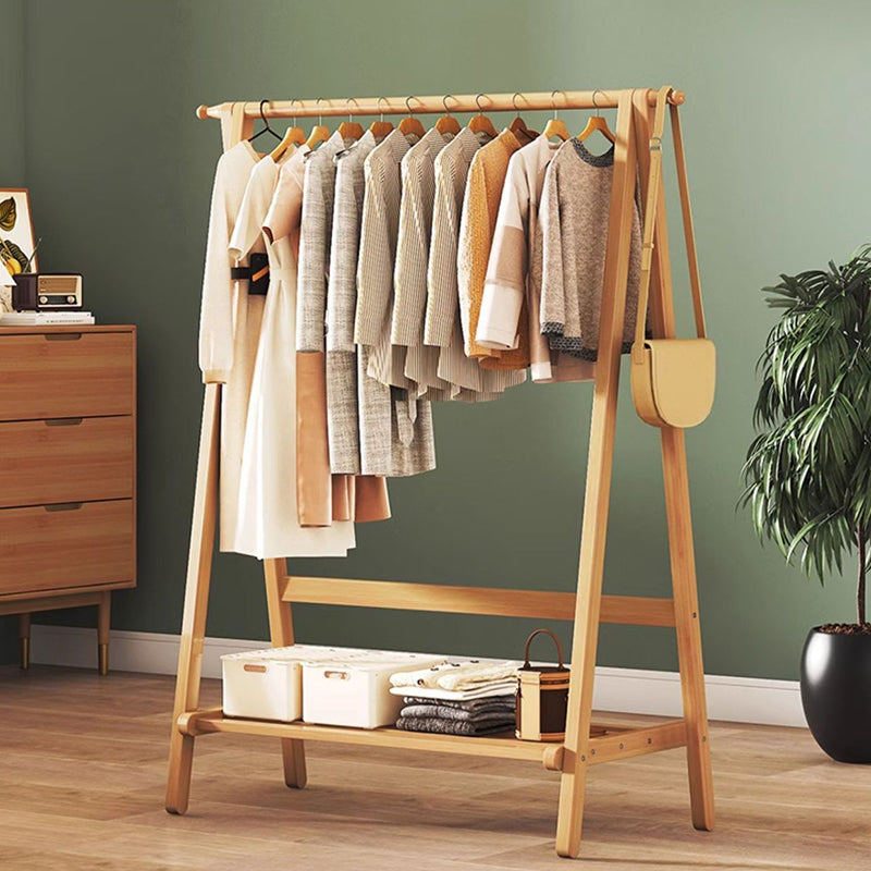 Contemporary Scandinavian Rectangular Triangle Nan Bamboo Hall Tree 1/2 Tier For Bedroom & Entryways