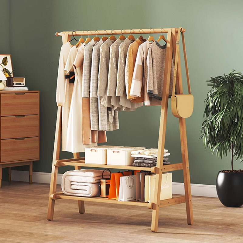 Contemporary Scandinavian Rectangular Triangle Nan Bamboo Hall Tree 1/2 Tier For Bedroom & Entryways