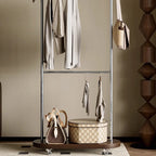 Modern Minimalist Rectangular Carbon Steel Medium Density Fiberboard Movable Hall Tree For Bedroom & Entryways