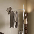 Modern Minimalist Rectangular Carbon Steel Medium Density Fiberboard Movable Hall Tree For Bedroom & Entryways