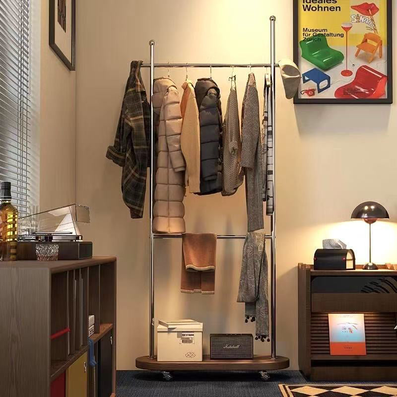 Perchero móvil rectangular moderno y minimalista de acero al carbono y MDF para dormitorios y entradas
