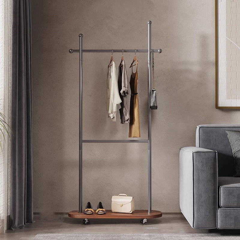 Modern Minimalist Rectangular Carbon Steel Medium Density Fiberboard Movable Hall Tree For Bedroom & Entryways