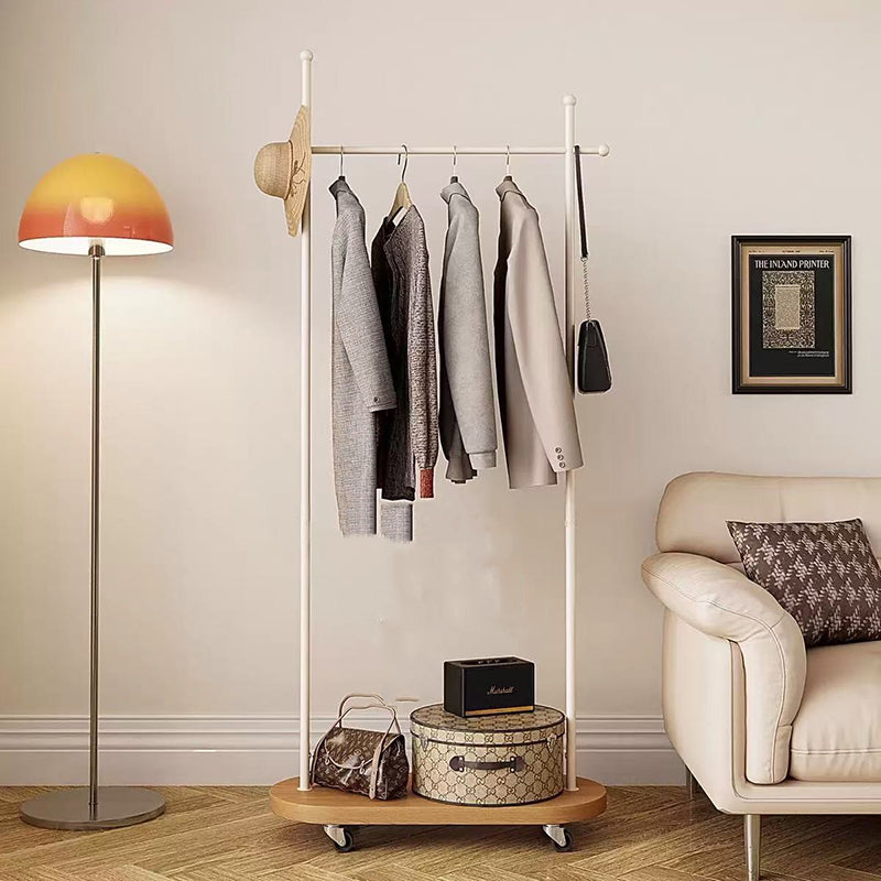 Perchero móvil rectangular moderno y minimalista de acero al carbono y MDF para dormitorios y entradas