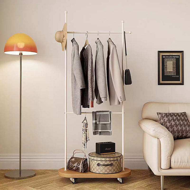 Perchero móvil rectangular moderno y minimalista de acero al carbono y MDF para dormitorios y entradas