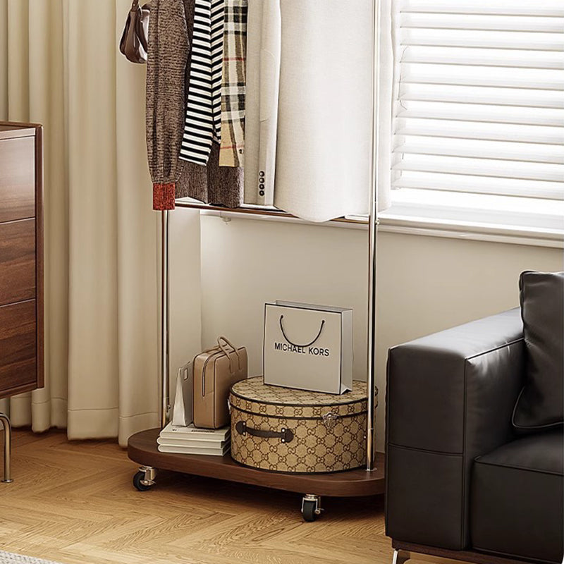 Modern Minimalist Rectangular Carbon Steel Medium Density Fiberboard Movable Hall Tree For Bedroom & Entryways